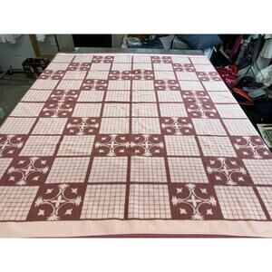 STUNNING PINK BLANKET! Korean-Japan Synthetic Fiber REVERSABLE,76" x 68",Vintage